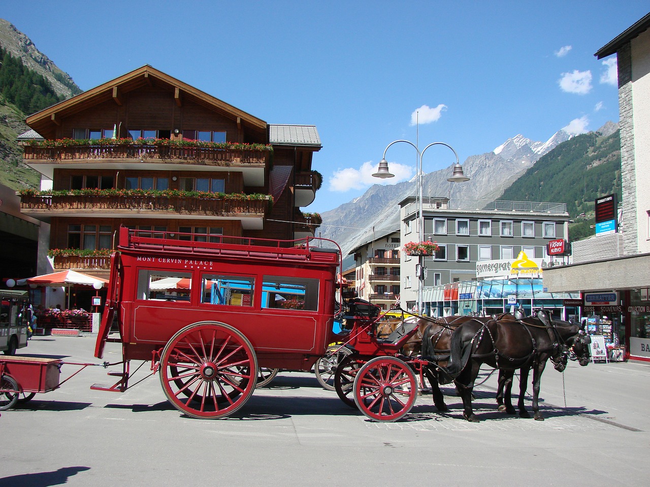 horse pulled carriage Interlaken Switzerland