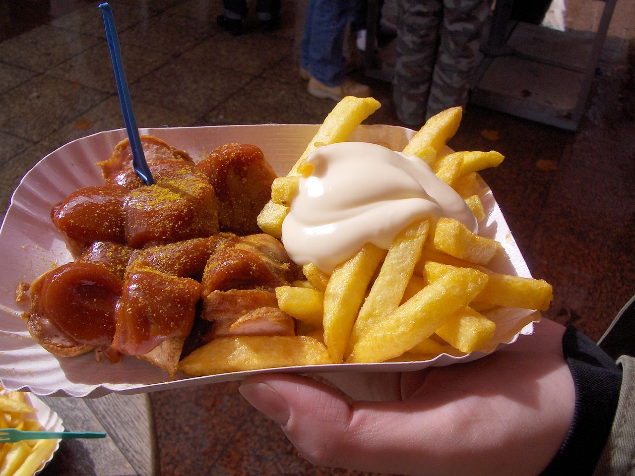 Currywurst and fries Food in Germany Europe