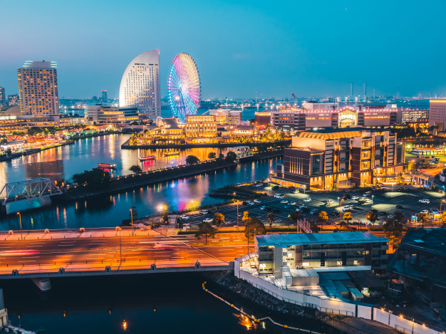 Aerial view of Yokohama Japan